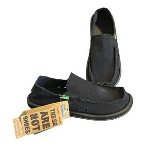 NWT! Sanuk Vagabond Sidewalk Surfer Hemp Loafer Shoes Black SMF1001 Men Size 11